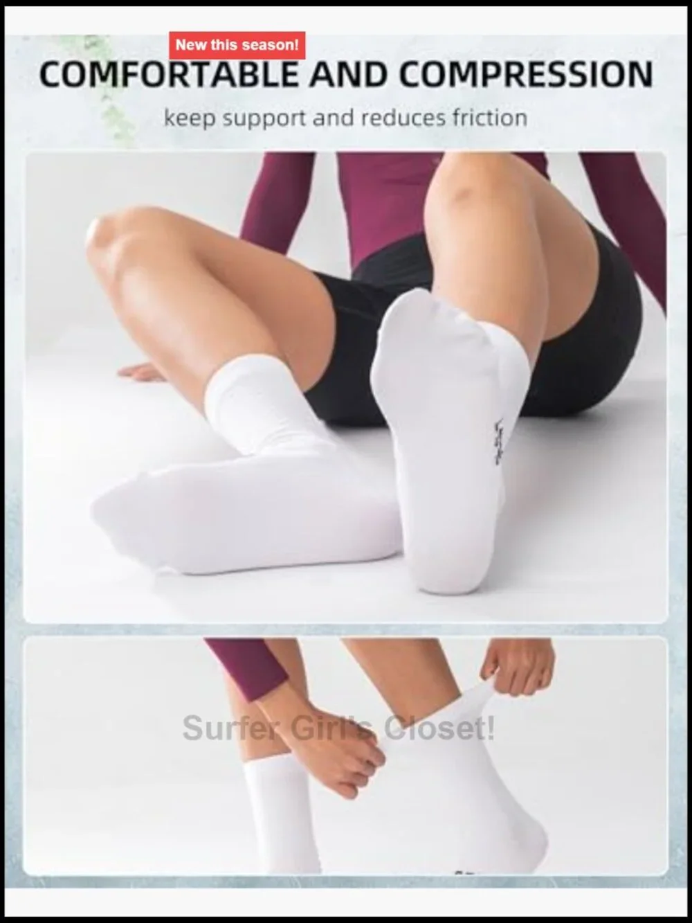Performance Cycling Socks Breathable Moisture-Wicking Compression Crew Length